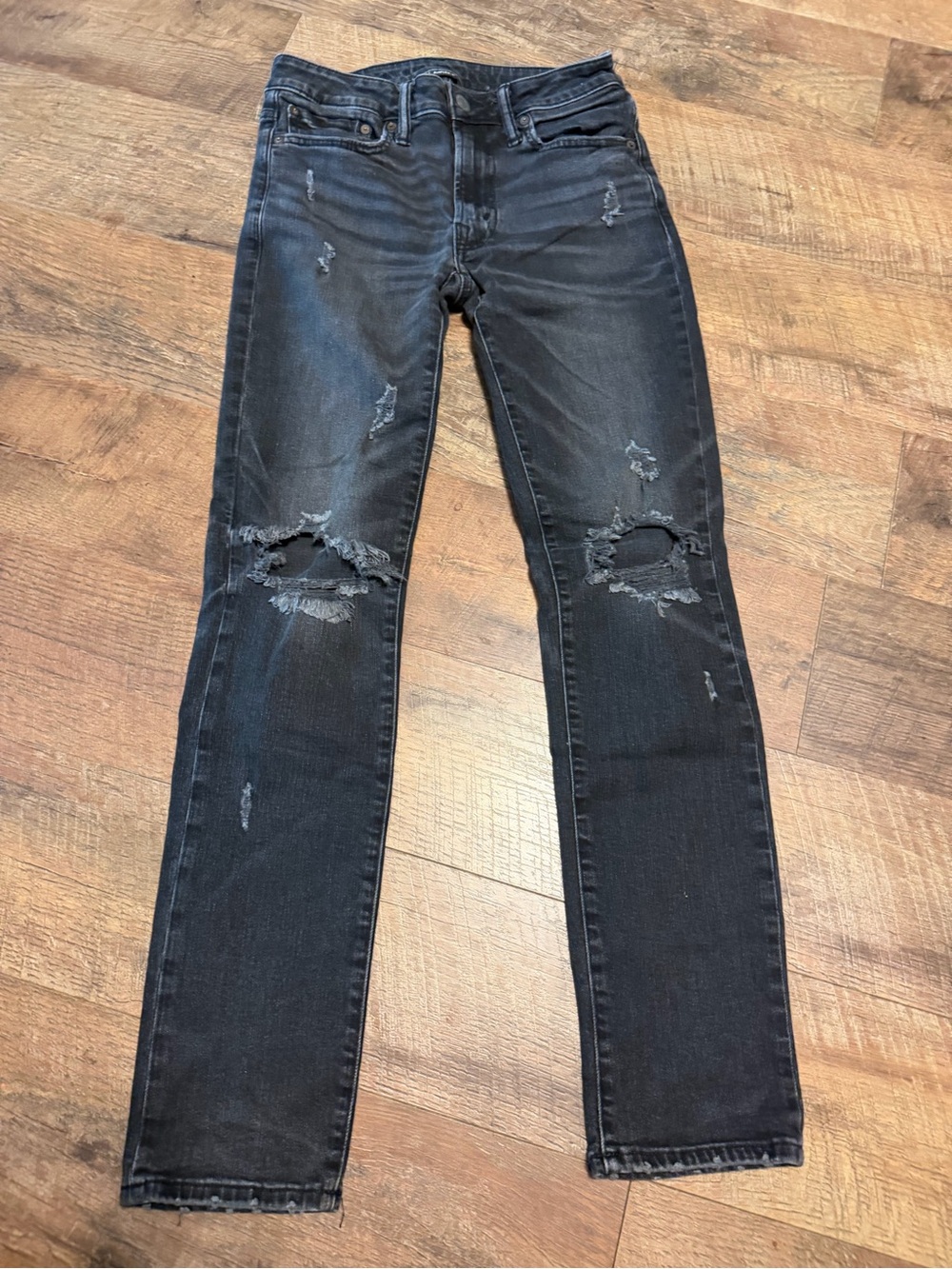 American Eagle Outfitters Black Distressed Slim Jeans 29 x 32